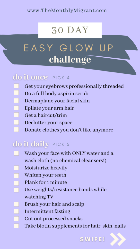 30 Day Glow Up Challenge List